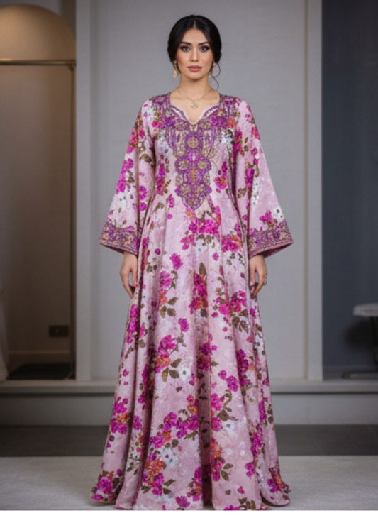 Luxury Embroidered Cotton Mukhawar with shaila ( B 2 CG, PINK)