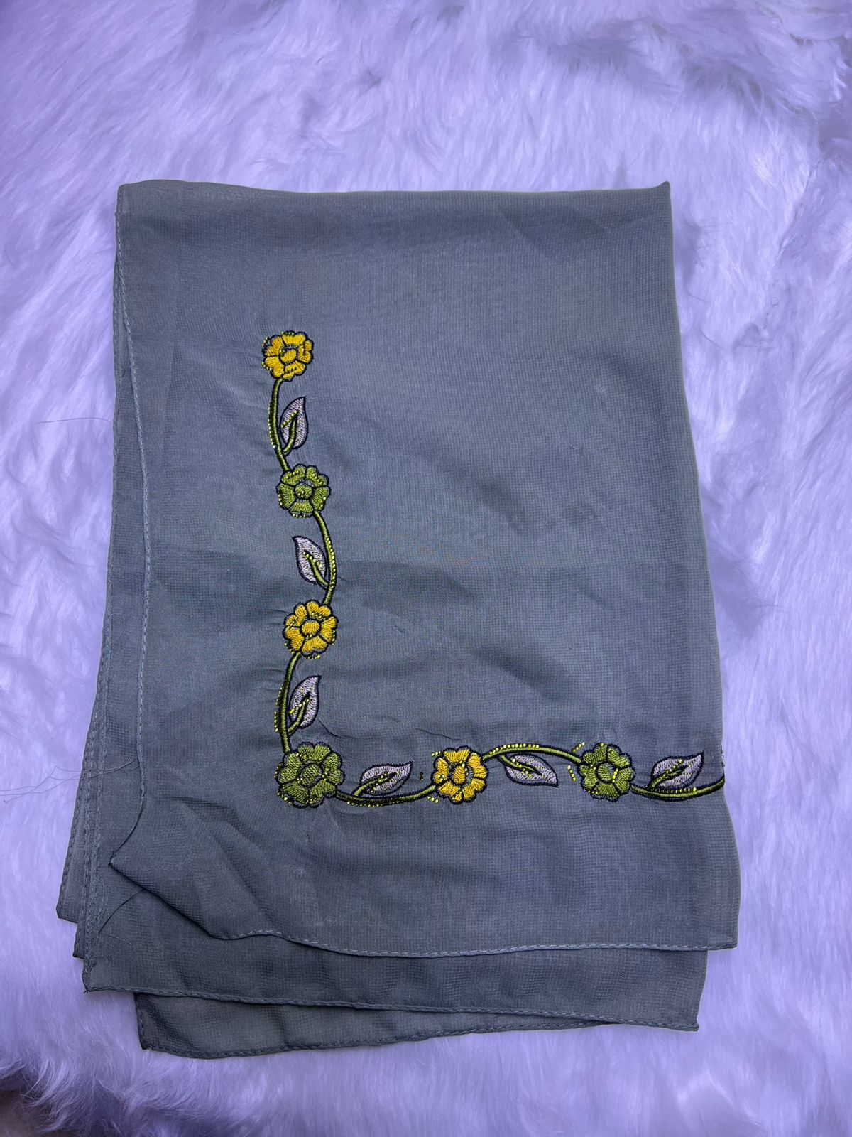 Luxury Embroidered Cotton Mukhawar with shaila (B8 yellow)