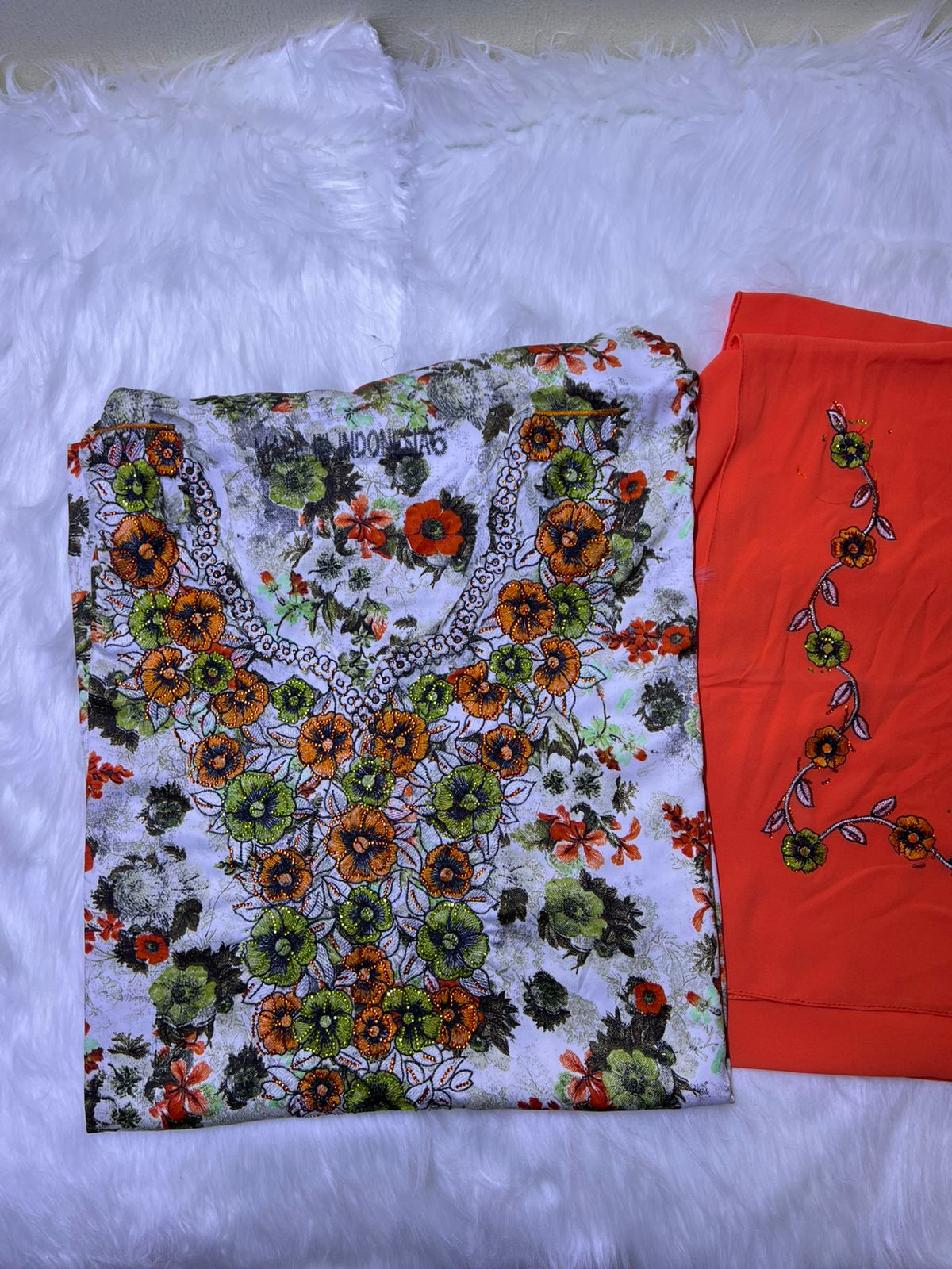 Luxury Embroidered Cotton Mukhawar with shaila (B7 O,R)