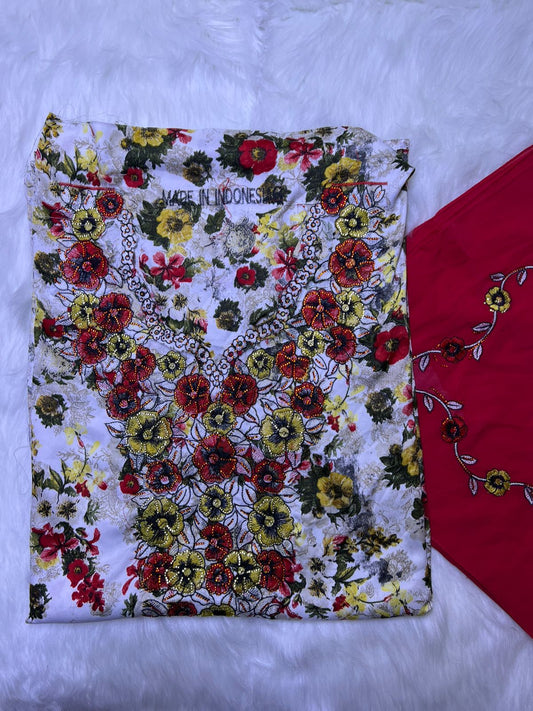 Luxury Embroidered Cotton Mukhawar with shaila (B7 O,R)