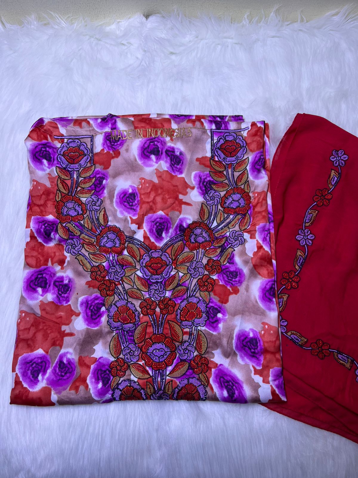 Luxury Embroidered Cotton Mukhawar with shaila (B1 R,P)