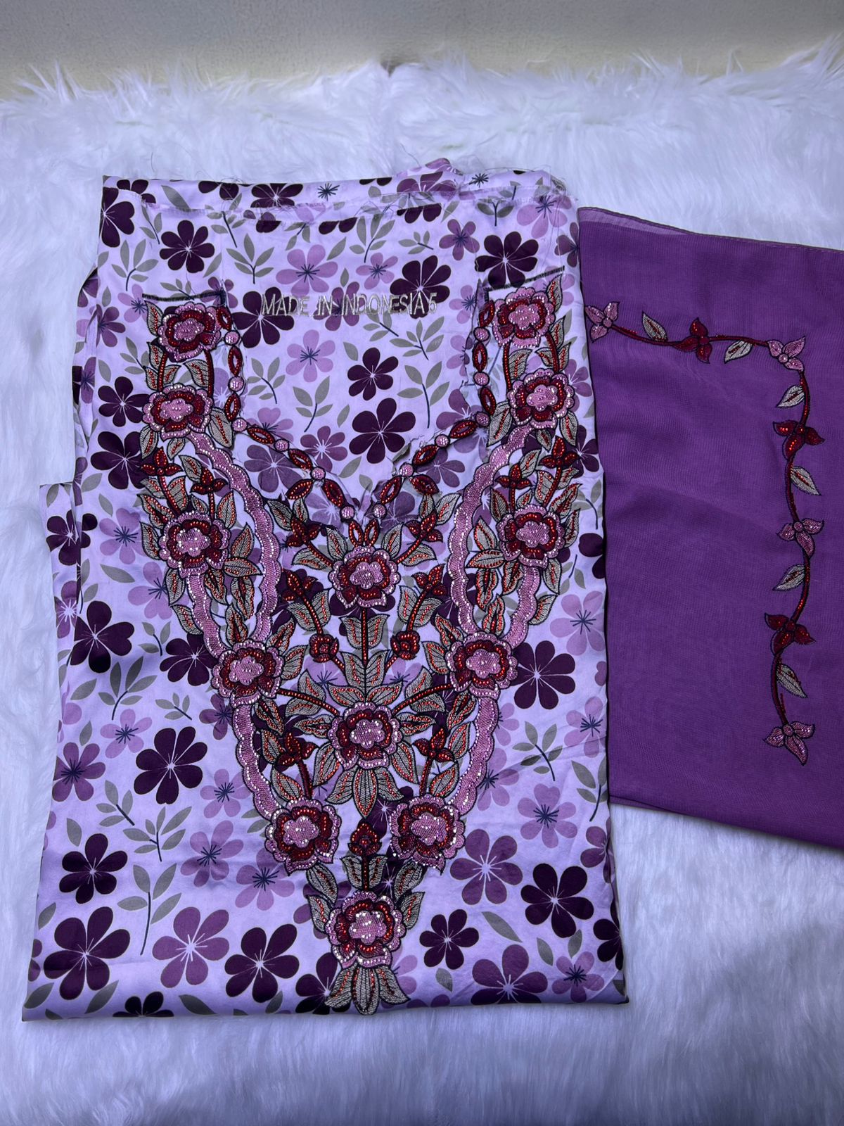 Luxury Embroidered Cotton Mukhawar with shaila (B1 R,P)