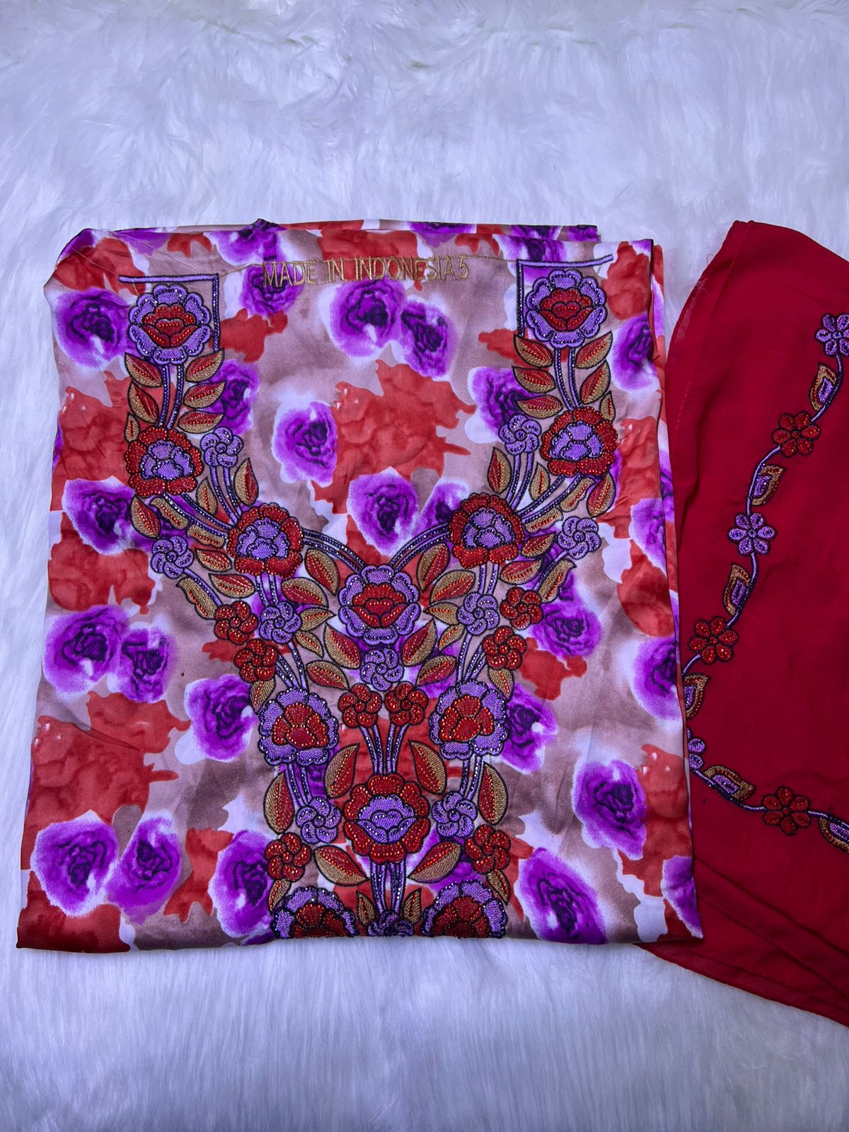 Luxury Embroidered Cotton Mukhawar with shaila (B1 R,P)
