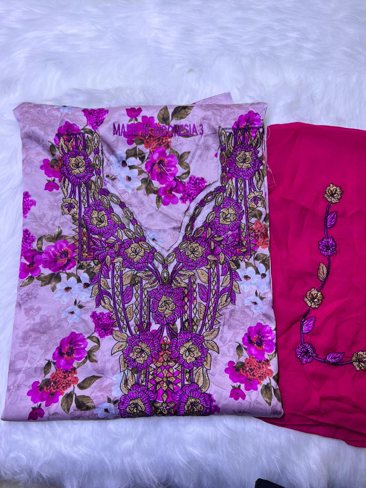 Luxury Embroidered Cotton Mukhawar with shaila ( B 2 CG, PINK)