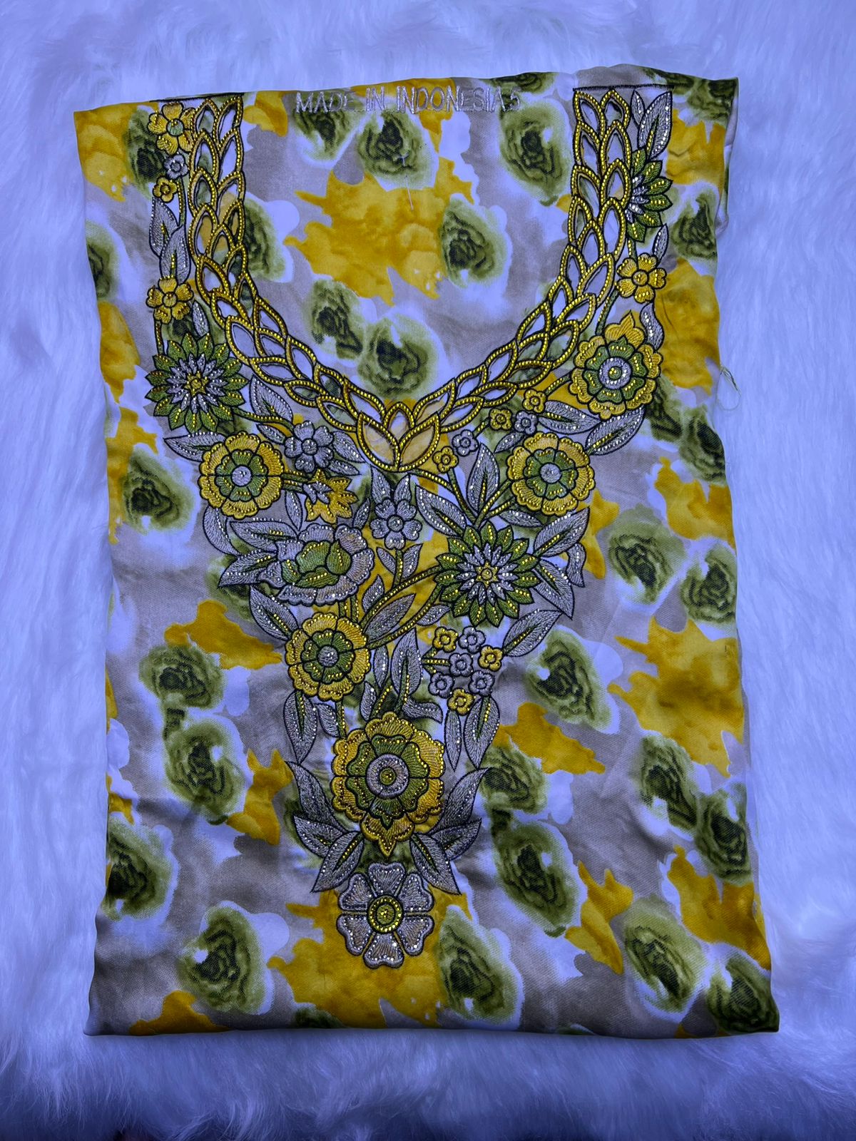 Luxury Embroidered Cotton Mukhawar with shaila (B8 yellow)